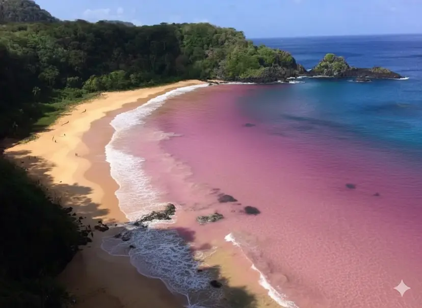 Nano Banana edited shoreline with softer pink hue.