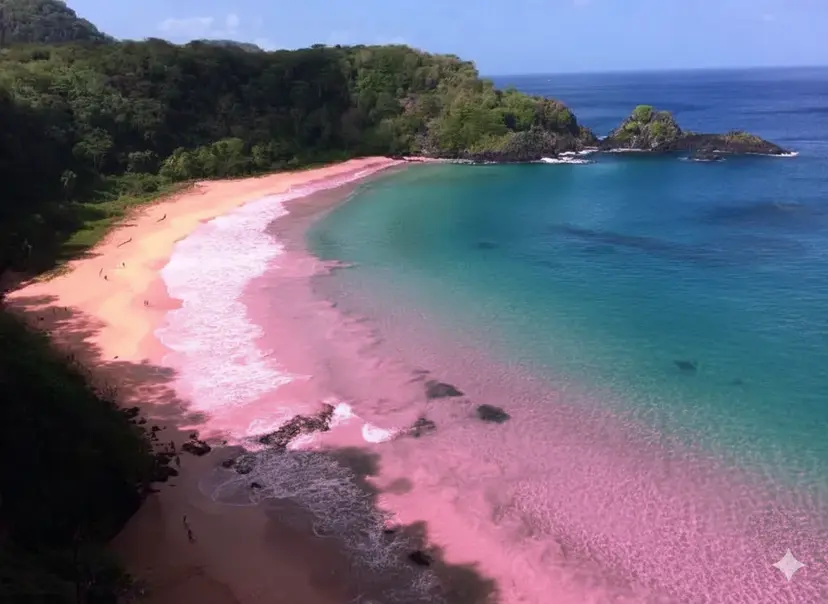 GPT-Image edited shoreline with pink tint and cyan edges.